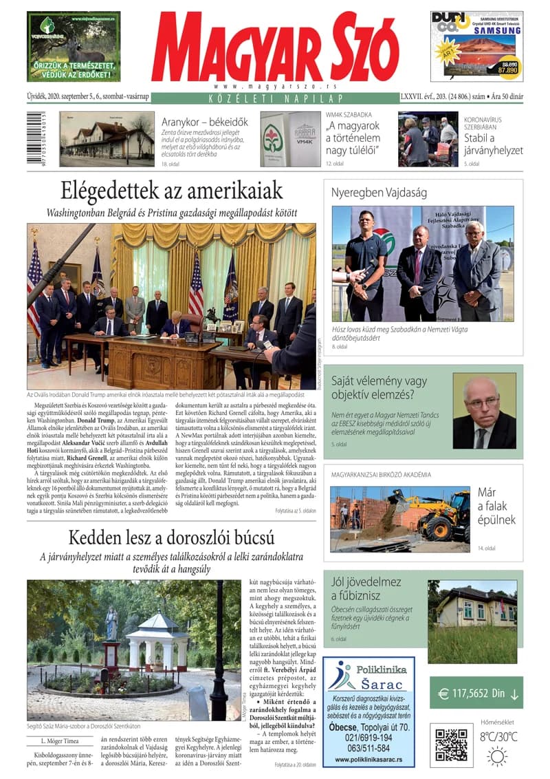 Magyar Szó, 77. évf. 2020. szeptember 5. – 6. 203. sz. 1–32. oldal