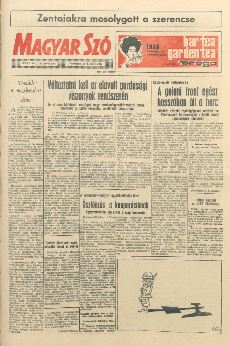 Magyar Szó, 31. évf. 1974. április 21. 109. sz. 1–32. oldal
