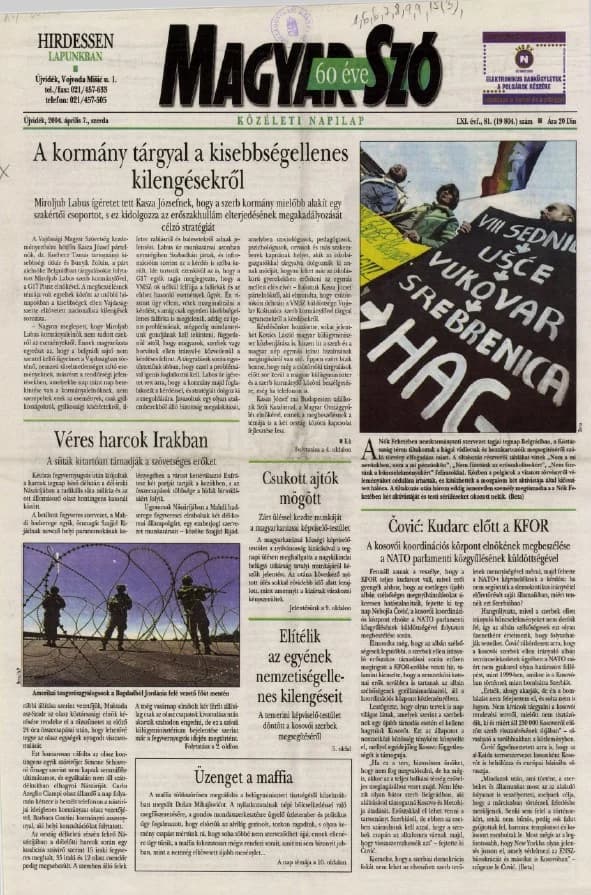 Magyar Szó, 61. évf. 2004. április 7. 81. sz. 1–20. oldal