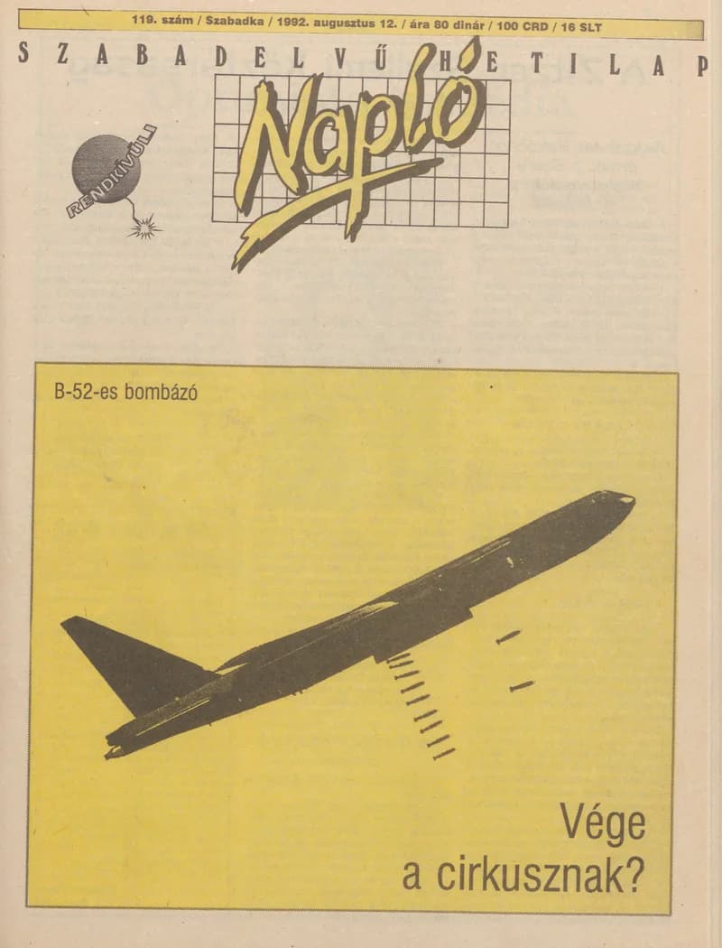 Napló - Szabadelvű hetilap, 3. évf. 1992. augusztus 12. 119. sz.