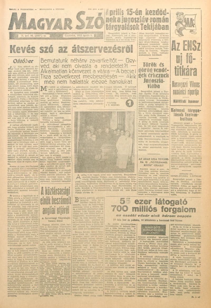 Magyar Szó, 10. évf. 1953. április 9. 98. sz. 1–12. oldal