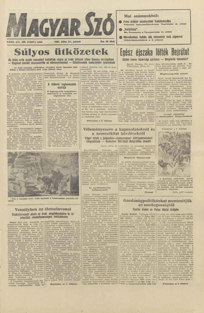 Magyar Szó, 39. évf. 1982. július 23. 200. sz. 1–20. oldal
