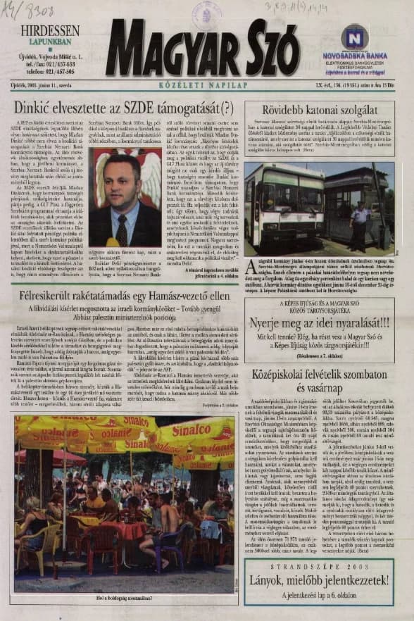 Magyar Szó, 60. évf. 2003. június 11. 136. sz. 1–16. oldal