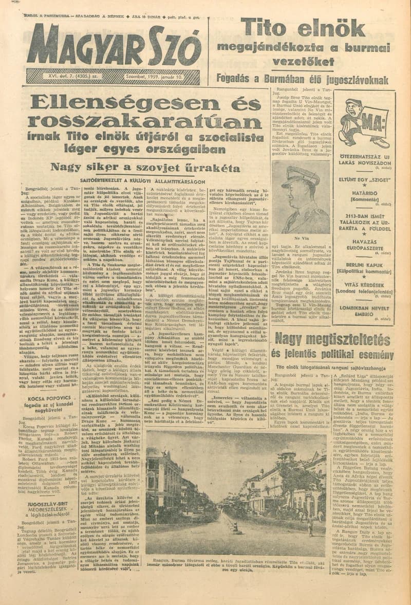 Magyar Szó, 16. évf. 1959. január 10. 7. sz. 1–18. oldal