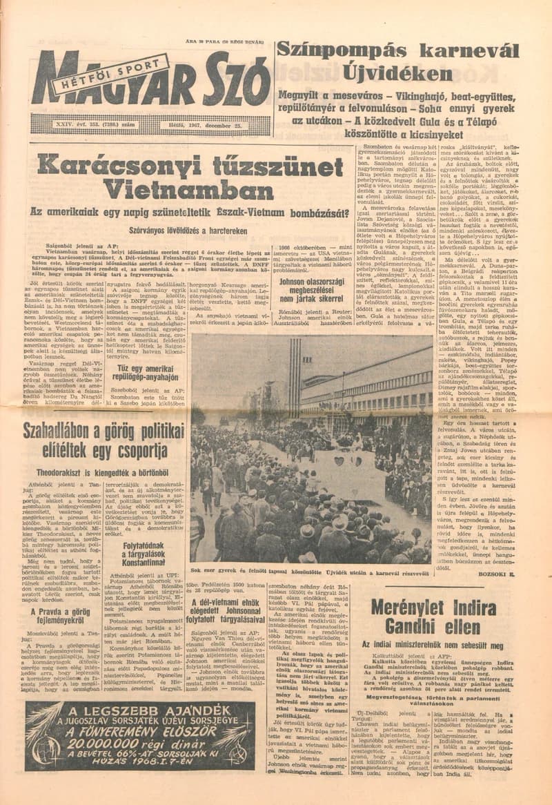 Magyar Szó, 24. évf. 1967. december 25. 353. sz. 1–14. oldal