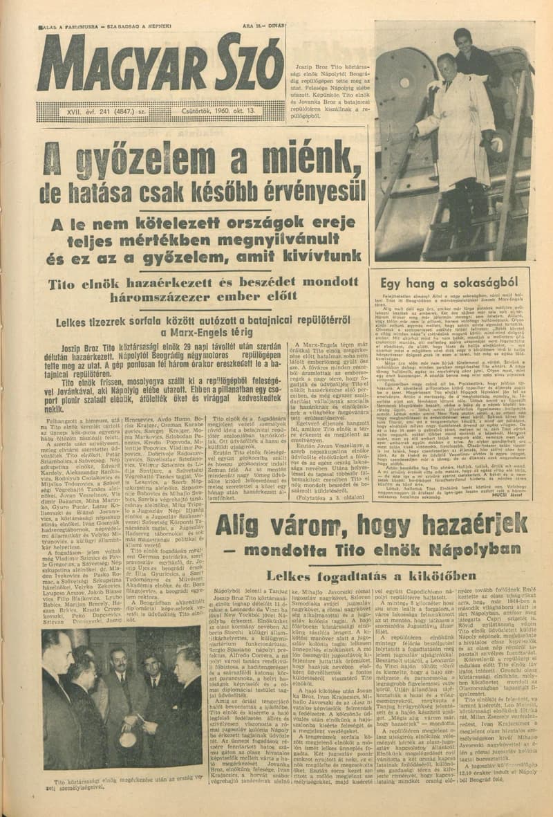 Magyar Szó, 17. évf. 1960. október 13. 241. sz. 1–24. oldal