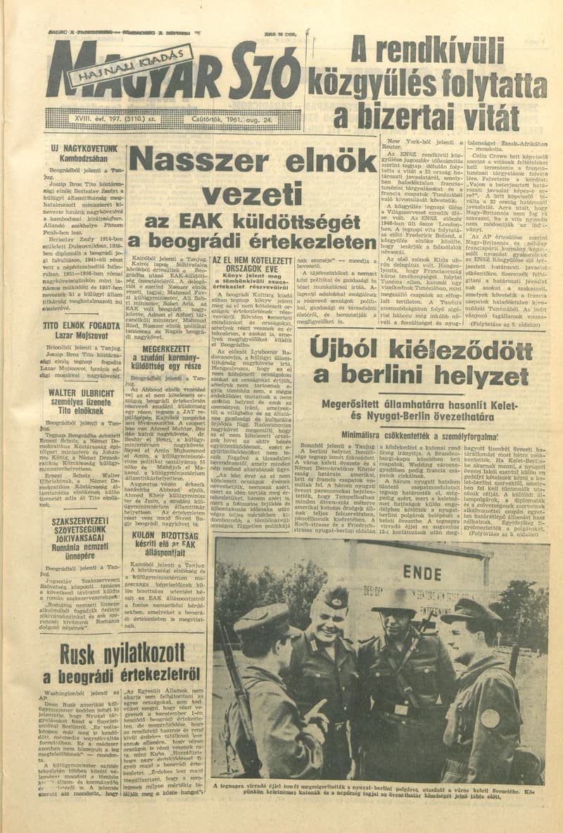 Magyar Szó, 18. évf. 1961. augusztus 24. 197. sz. 1–12. oldal