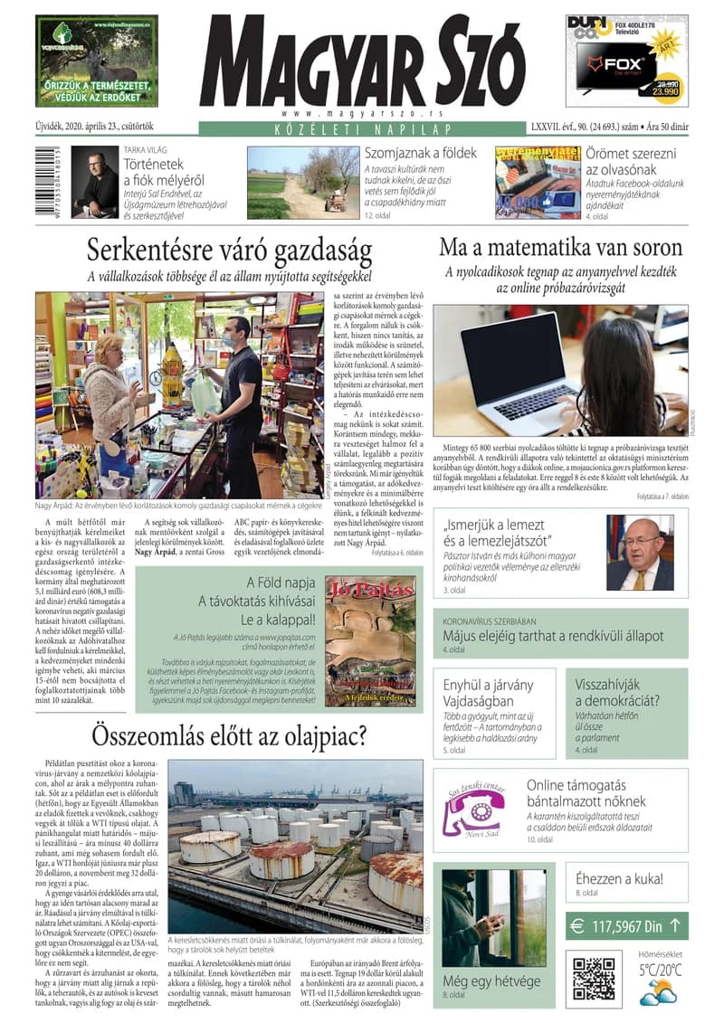 Magyar Szó, 77. évf. 2020. április 23. 90. sz. 1–16. oldal