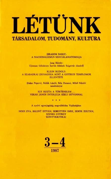 Létünk, 17. évf. 1987. május – augusztus. 3–4. sz. 417–604. oldal