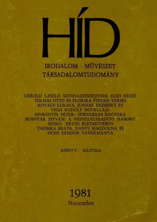 Híd, 45. évf. 1981. november. 11. sz. 1273–1412. oldal