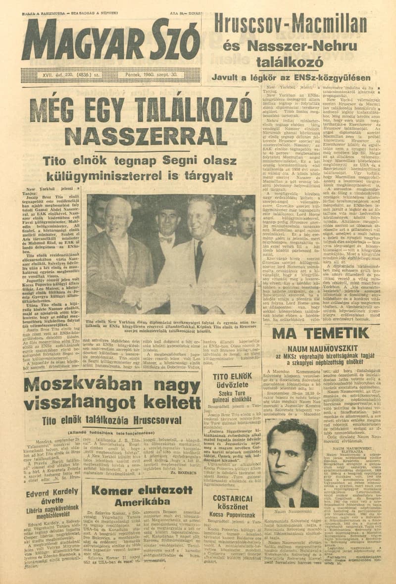 Magyar Szó, 17. évf. 1960. szeptember 30. 230. sz. 1–24. oldal