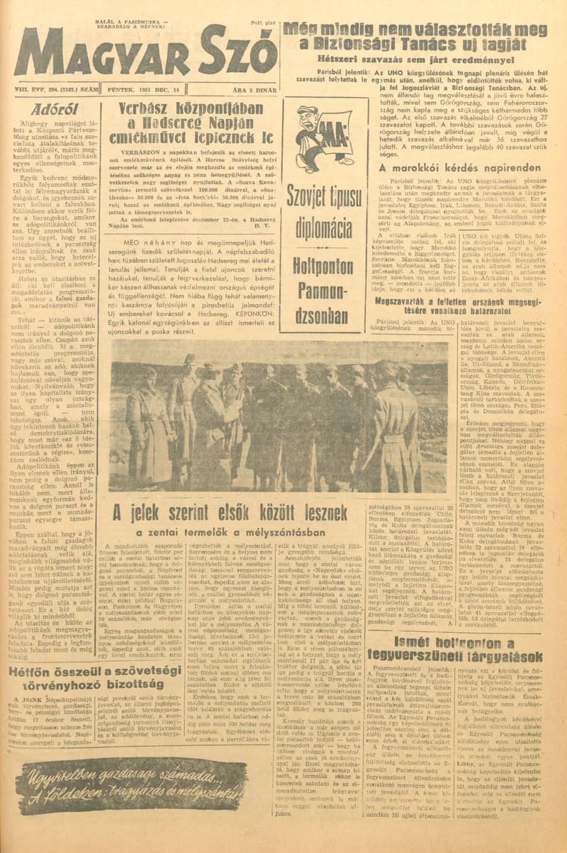 Magyar Szó, 8. évf. 1951. december 14. 294. sz. 1–6. oldal