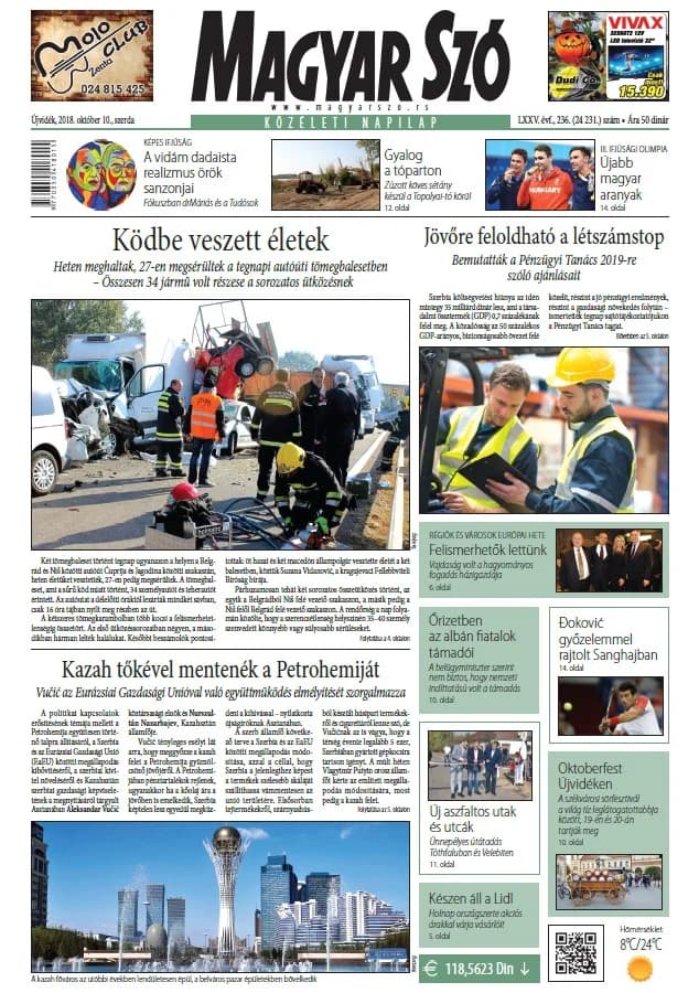 Magyar Szó, 75. évf. 2018. október 10. 236. sz. 1–16. oldal