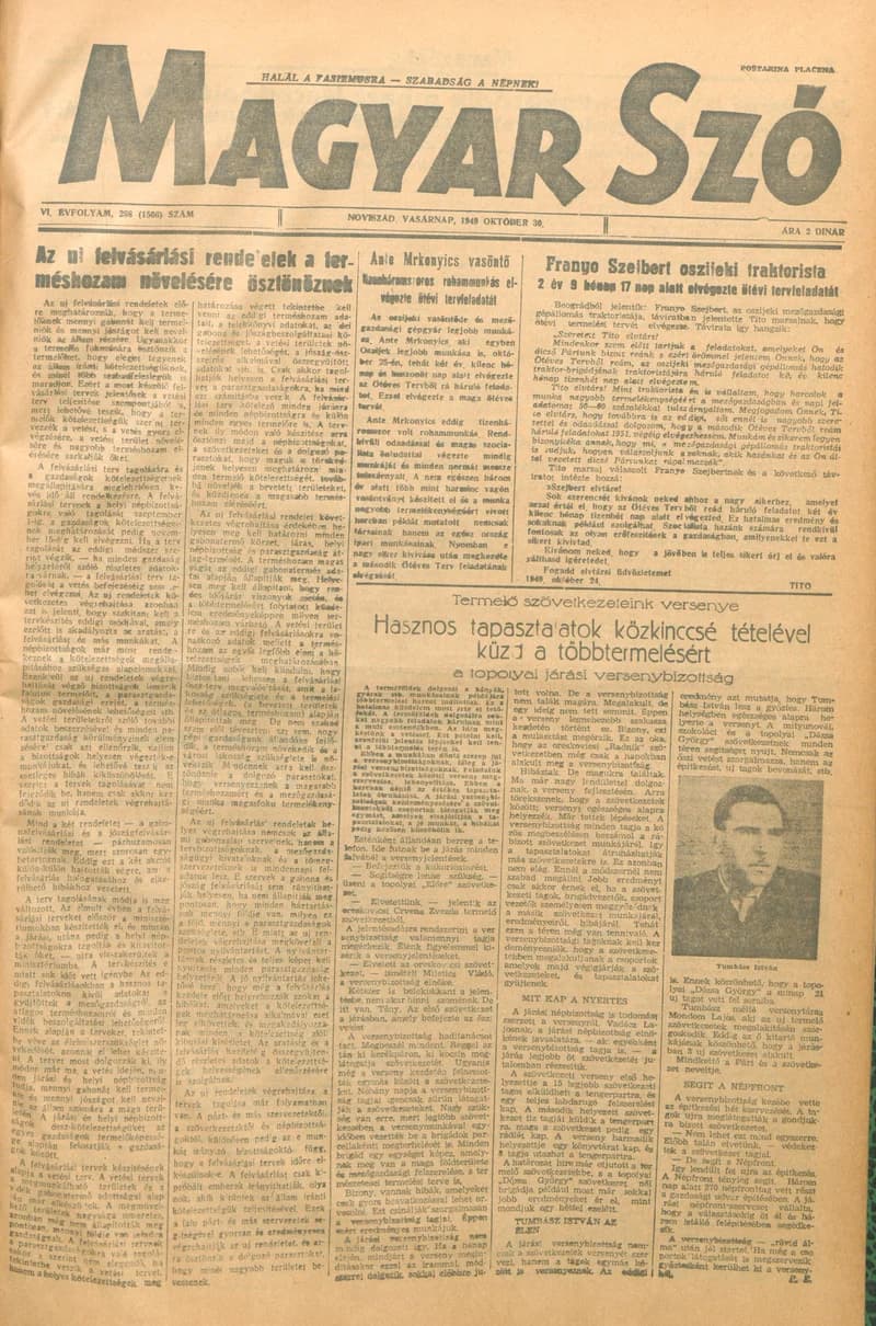 Magyar Szó, 6. évf. 1949. október 30. 258. sz. 1–4. oldal
