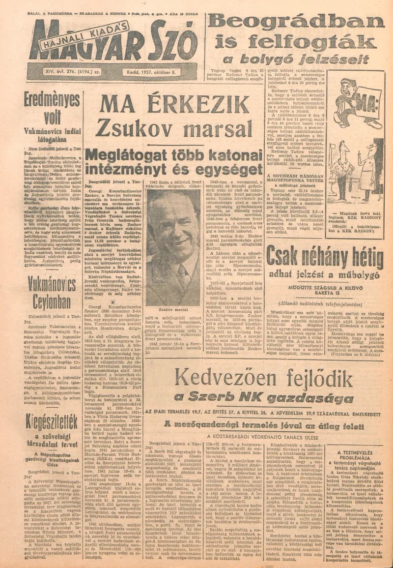 Magyar Szó, 14. évf. 1957. október 8. 276. sz. 1–12. oldal