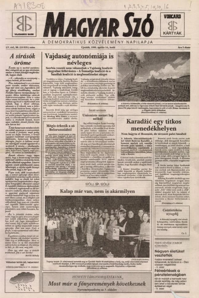 Magyar Szó, 55. évf. 1998. április 14. 90. sz. 1–16. oldal