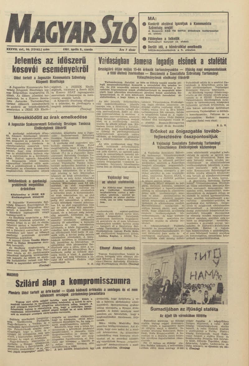 Magyar Szó, 38. évf. 1981. április 8. 96. sz.
