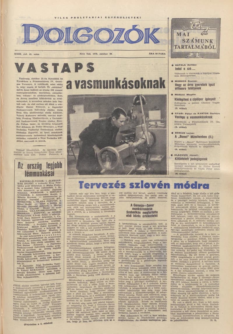 Dolgozók, 24. évf. 1970. október 30. 43. sz.