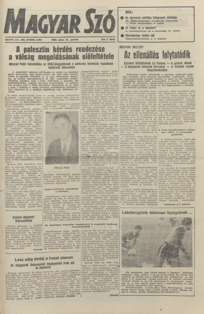 Magyar Szó, 37. évf. 1980. július 25. 203. sz. 1–20. oldal