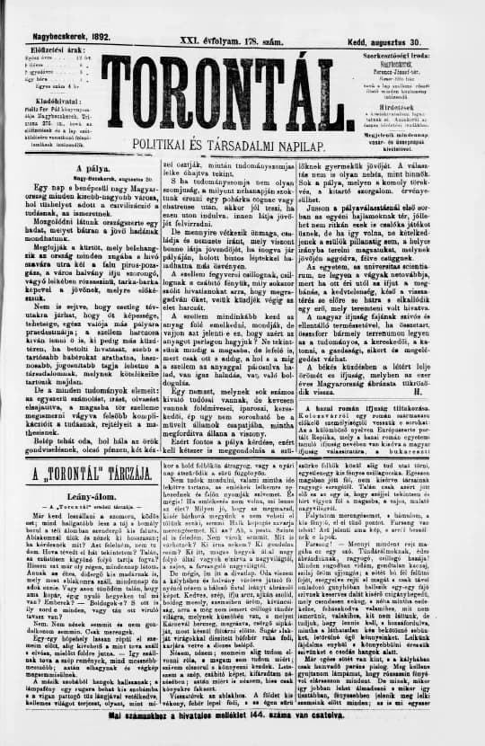 Torontál, 21. évf. 1892. augusztus 30. 178. sz.
