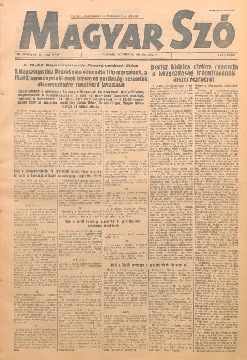 Magyar Szó, 7. évf. 1950. február 9. 33. sz. 1–4. oldal