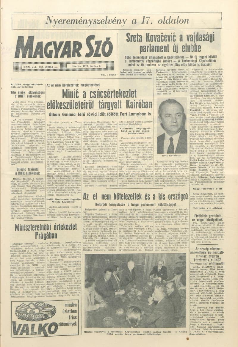 Magyar Szó, 30. évf. 1973. június 6. 153. sz. 1–24. oldal