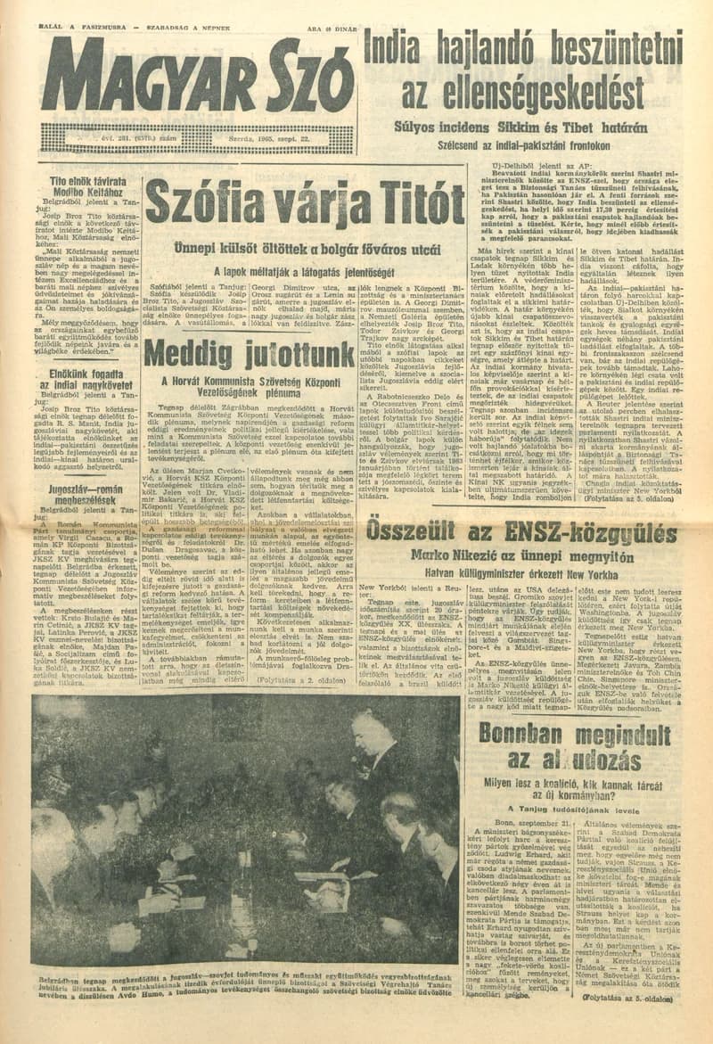 Magyar Szó, 22. évf. 1965. szeptember 22. 261. sz. 1–16. oldal