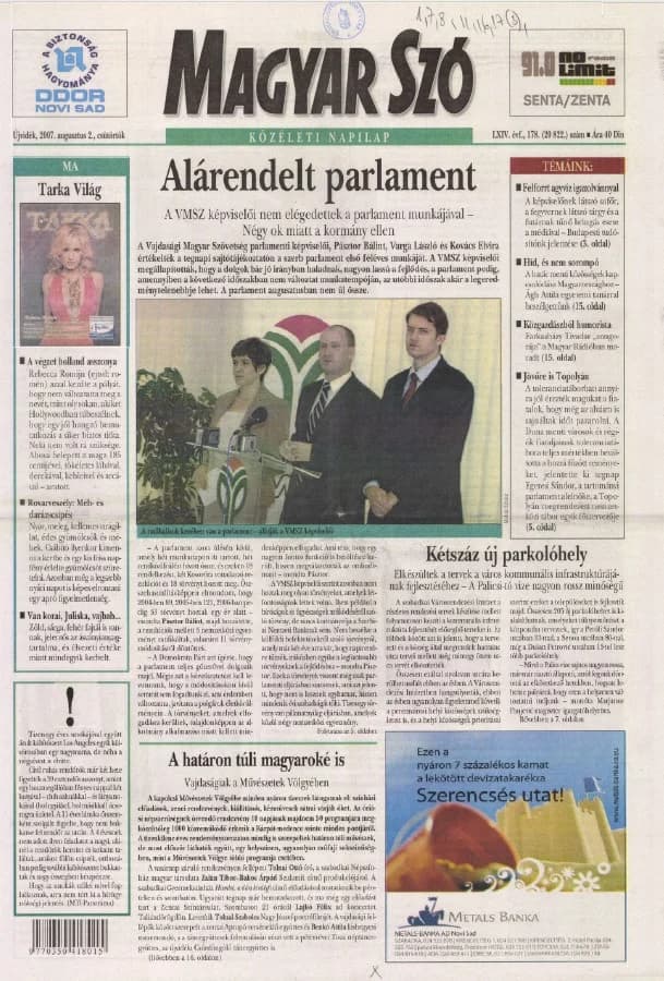 Magyar Szó, 64. évf. 2007. augusztus 2. 178. sz. 1–20. oldal