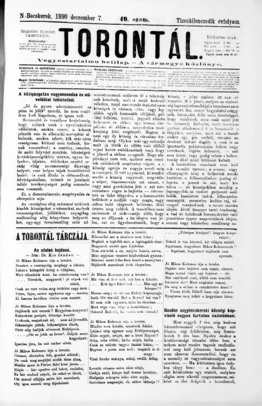 Torontál, 19. évf. 1890. december 7. 49. sz.