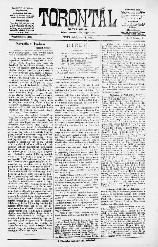 Torontál, 29. évf. 1900. február 6. 29. sz.