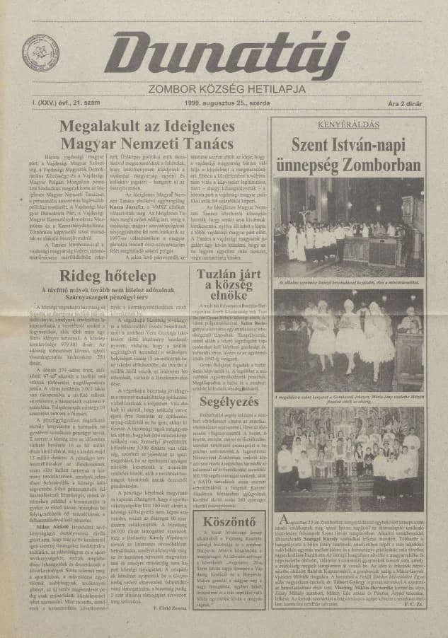 Dunatáj, 1. évf. 1999. augusztus 25. 21. sz.