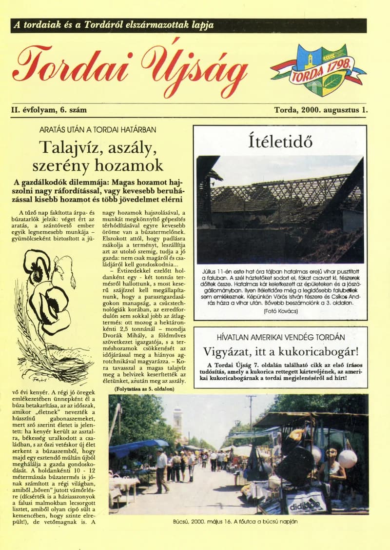 Tordai Újság, 3. évf. 2000. augusztus 1. 3. sz. 1–16. oldal