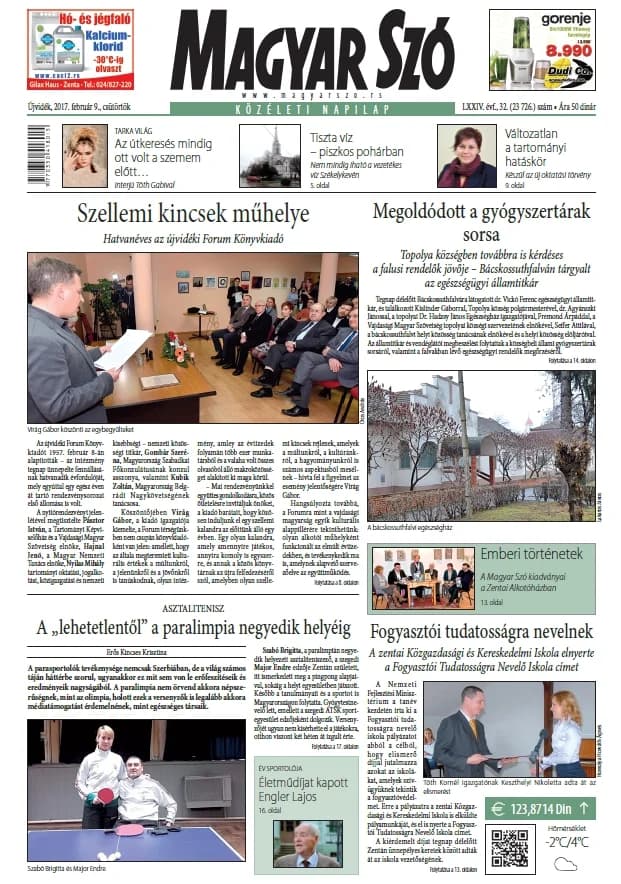 Magyar Szó, 74. évf. 2017. február 9. 32. sz. 1–20. oldal