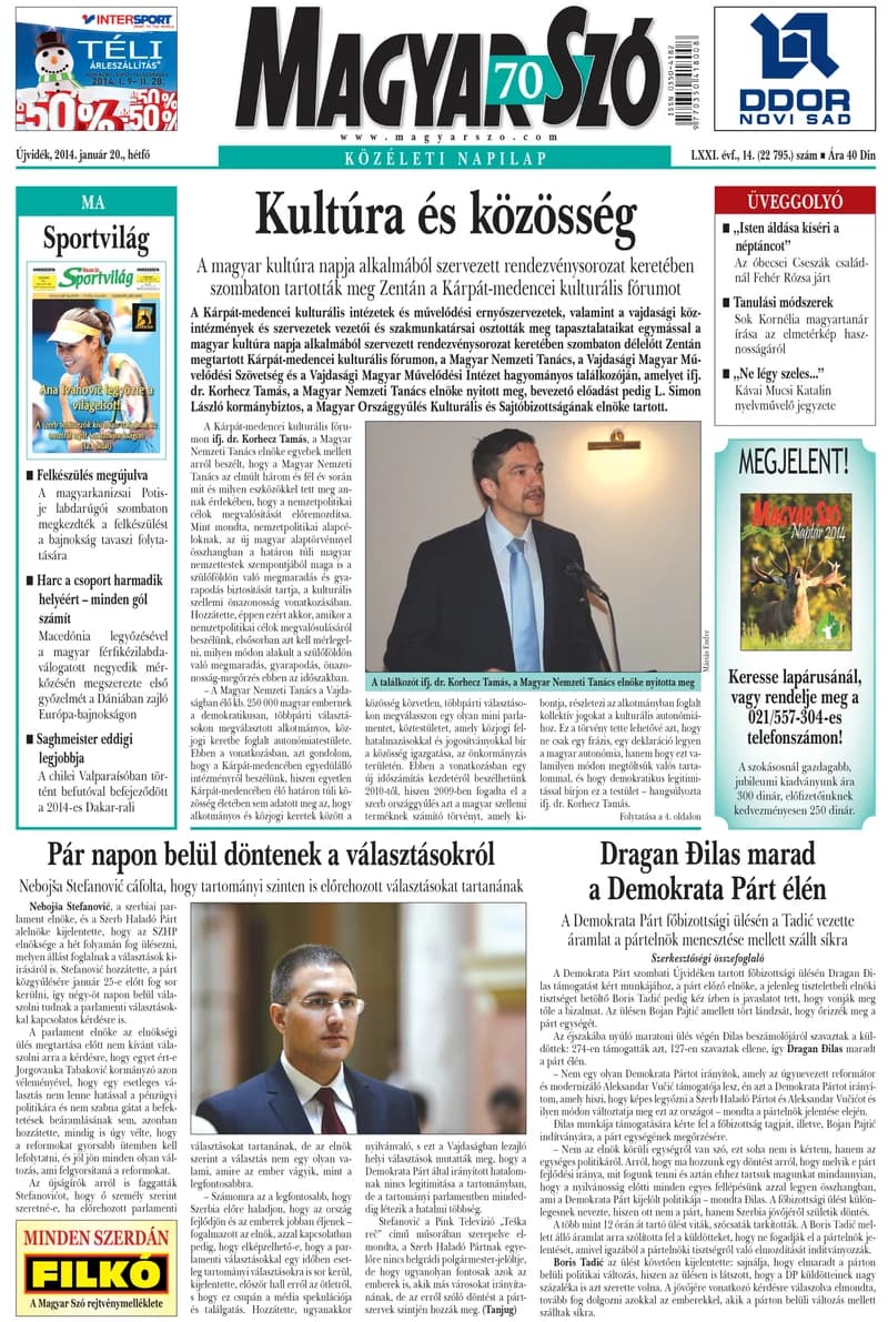 Magyar Szó, 71. évf. 2014. január 20. 14. sz. 1–16. oldal