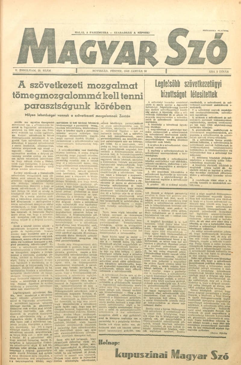 Magyar Szó, 5. évf. 1948. január 30. 25. sz. 1–6. oldal