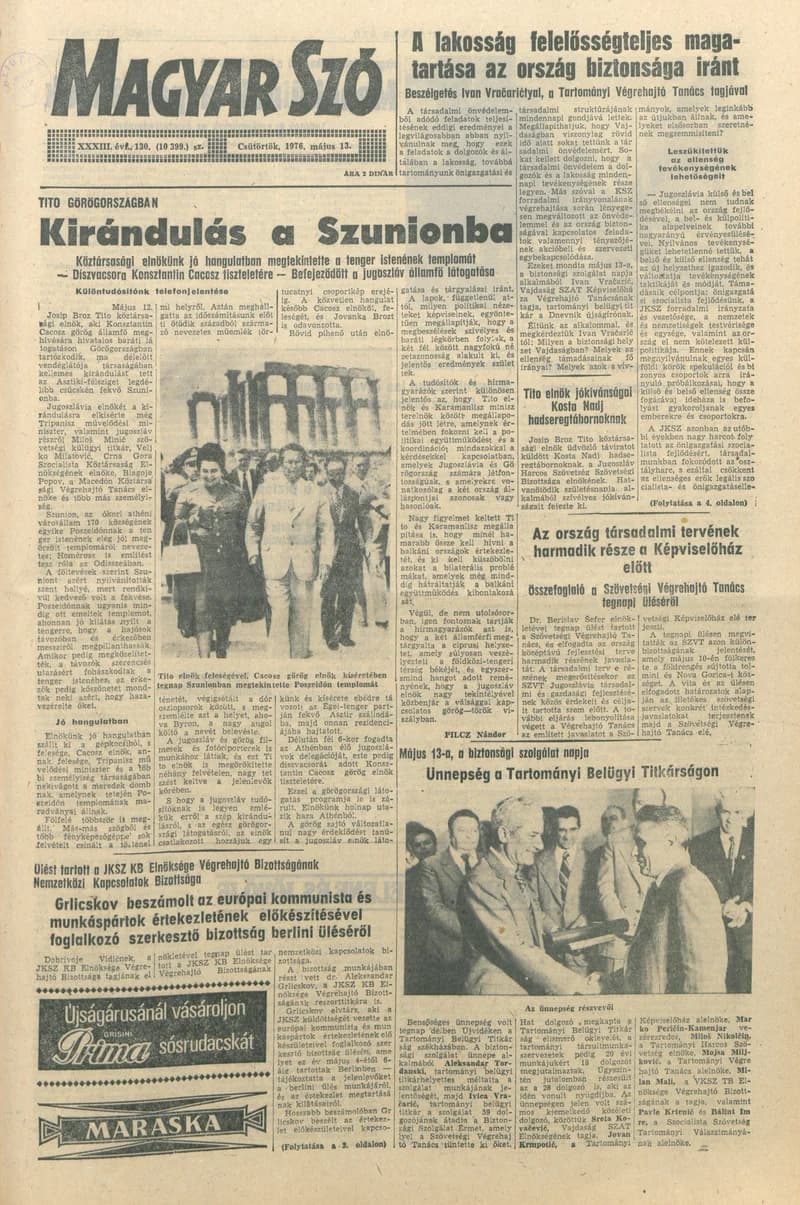 Magyar Szó, 33. évf. 1976. május 13. 130. sz. 1–20. oldal