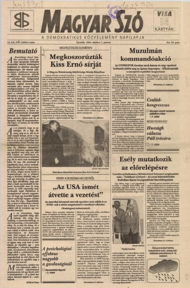 Magyar Szó, 51. évf. 1994. október 7. 216. sz. 1–16. oldal