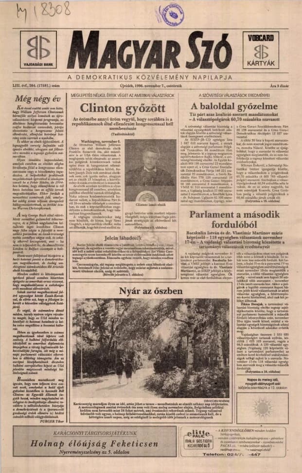 Magyar Szó, 53. évf. 1996. november 7. 264. sz. 1–16. oldal