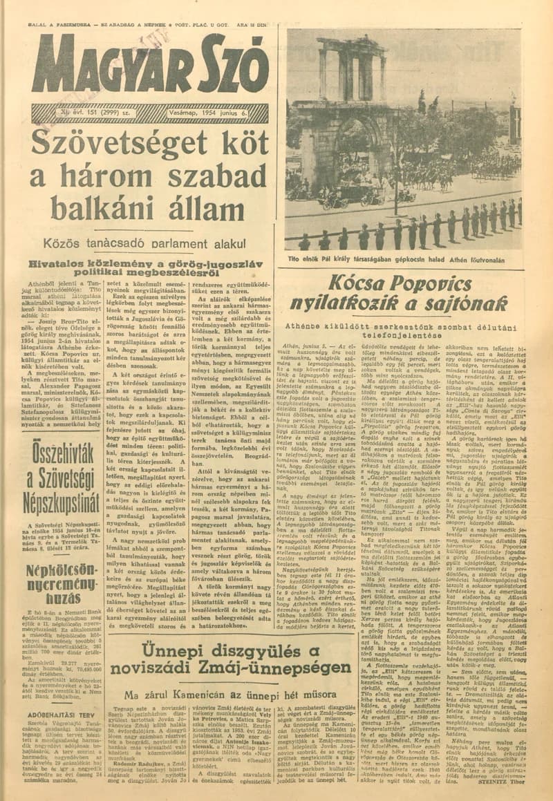 Magyar Szó, 11. évf. 1954. június 6. 151. sz. 1–14. oldal