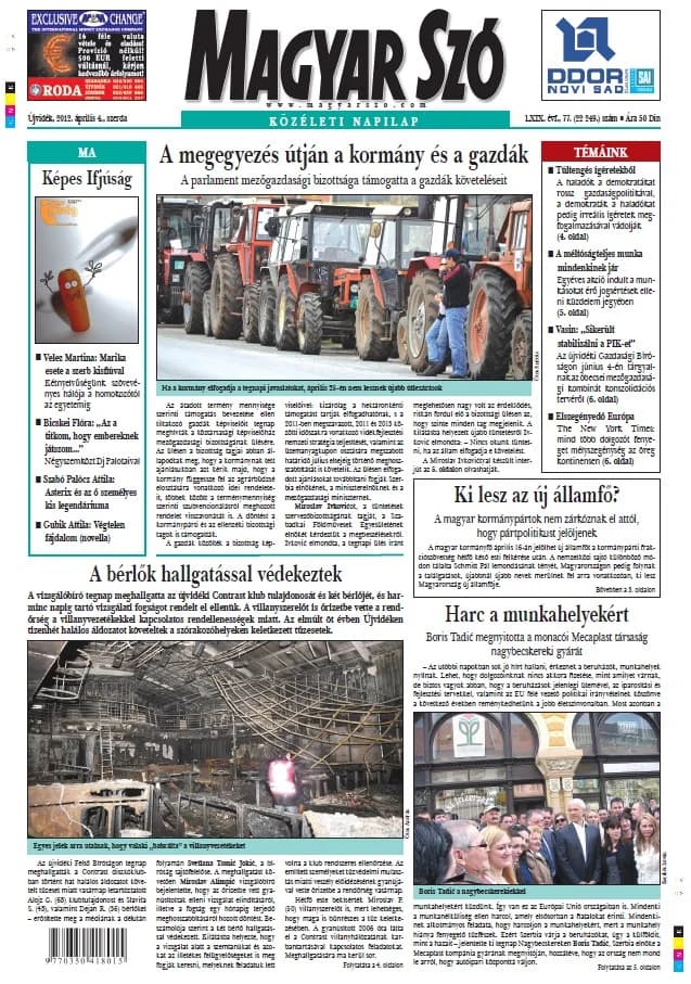 Magyar Szó, 69. évf. 2012. április 4. 77. sz. 1–20. oldal