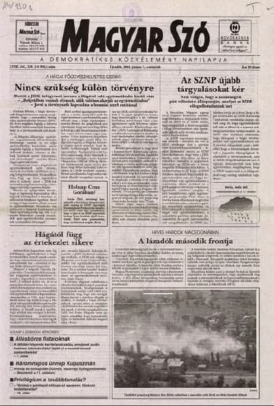 Magyar Szó, 58. évf. 2001. június 7. 130. sz. 1–16. oldal