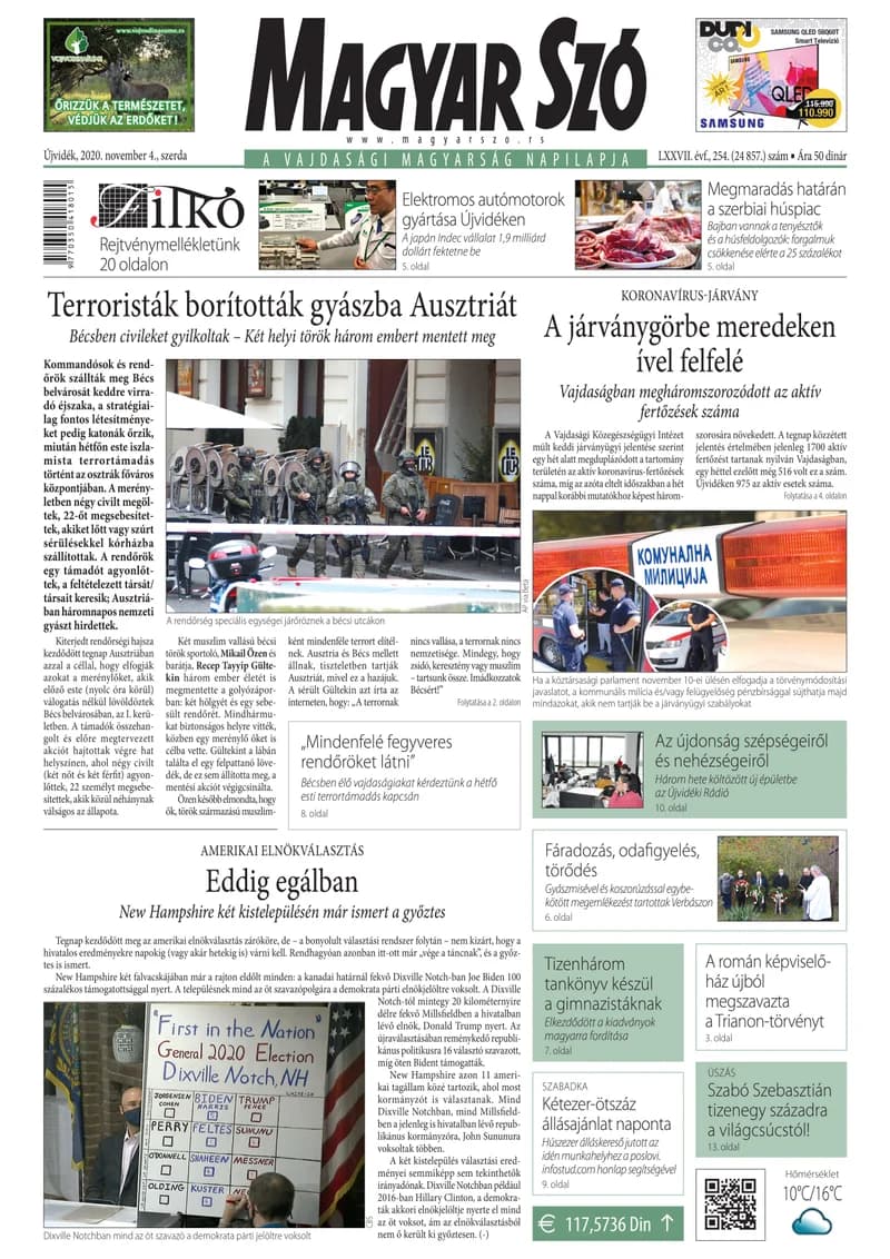 Magyar Szó, 77. évf. 2020. november 4. 254. sz. 1–16. oldal
