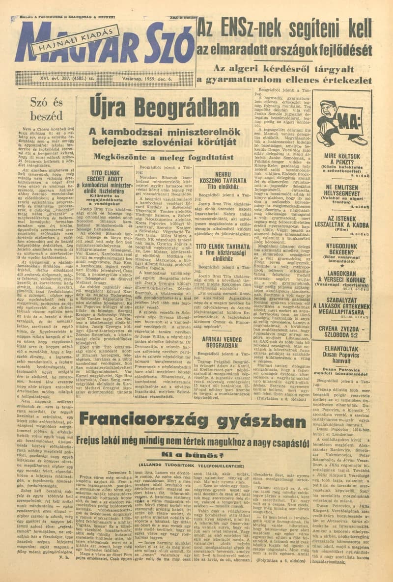Magyar Szó, 16. évf. 1959. december 6. 287. sz. 1–20. oldal
