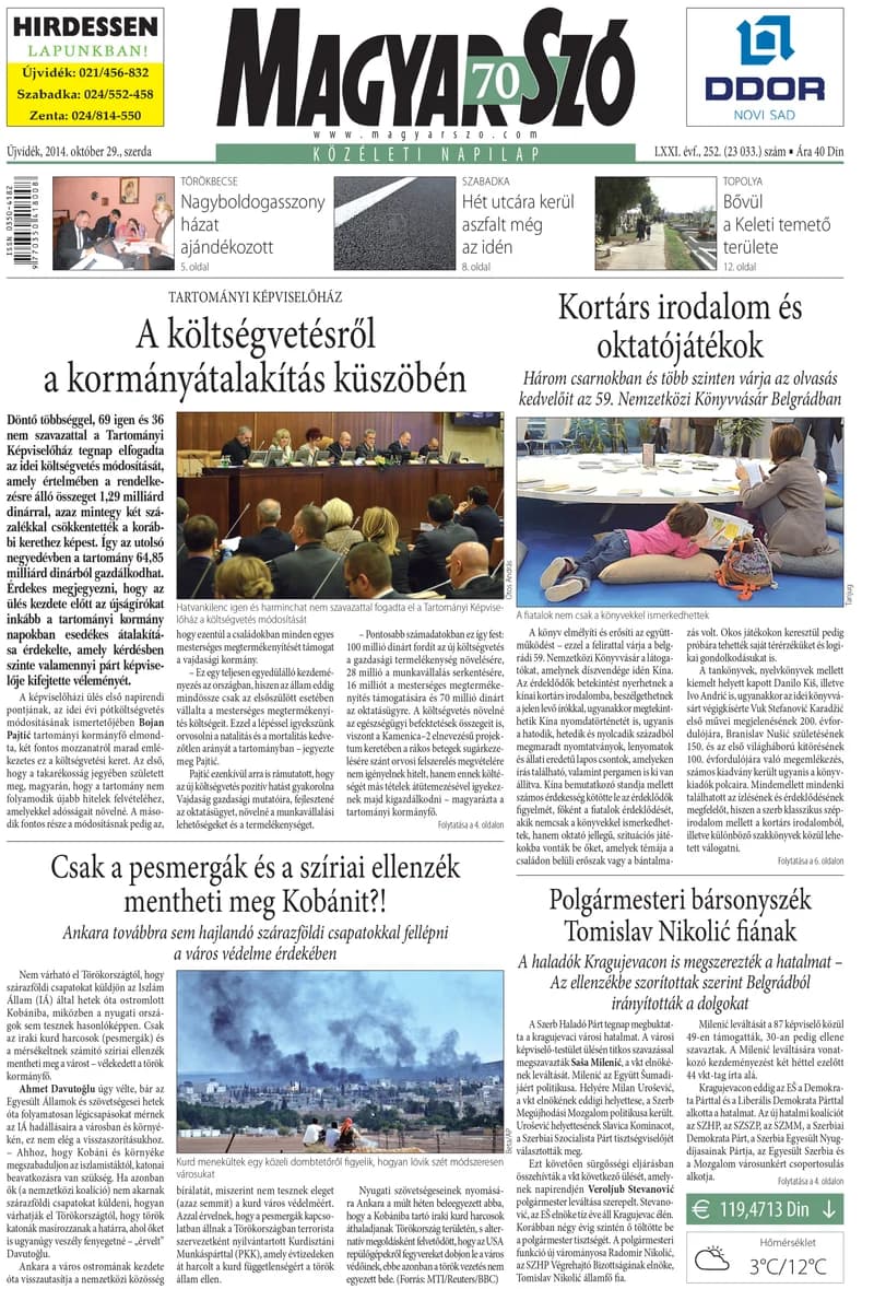 Magyar Szó, 71. évf. 2014. október 29. 252. sz. 1–16. oldal