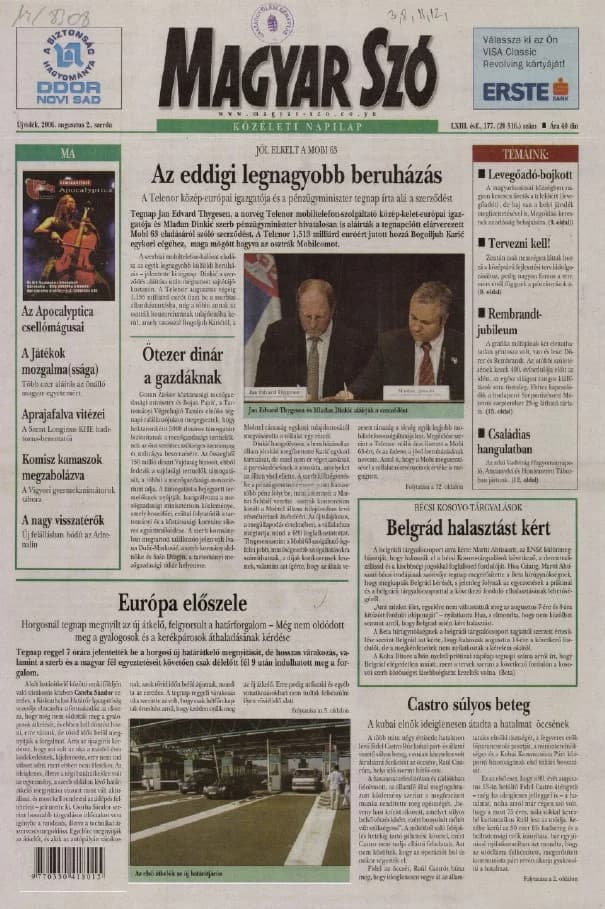 Magyar Szó, 63. évf. 2006. augusztus 2. 177. sz. 1–20. oldal