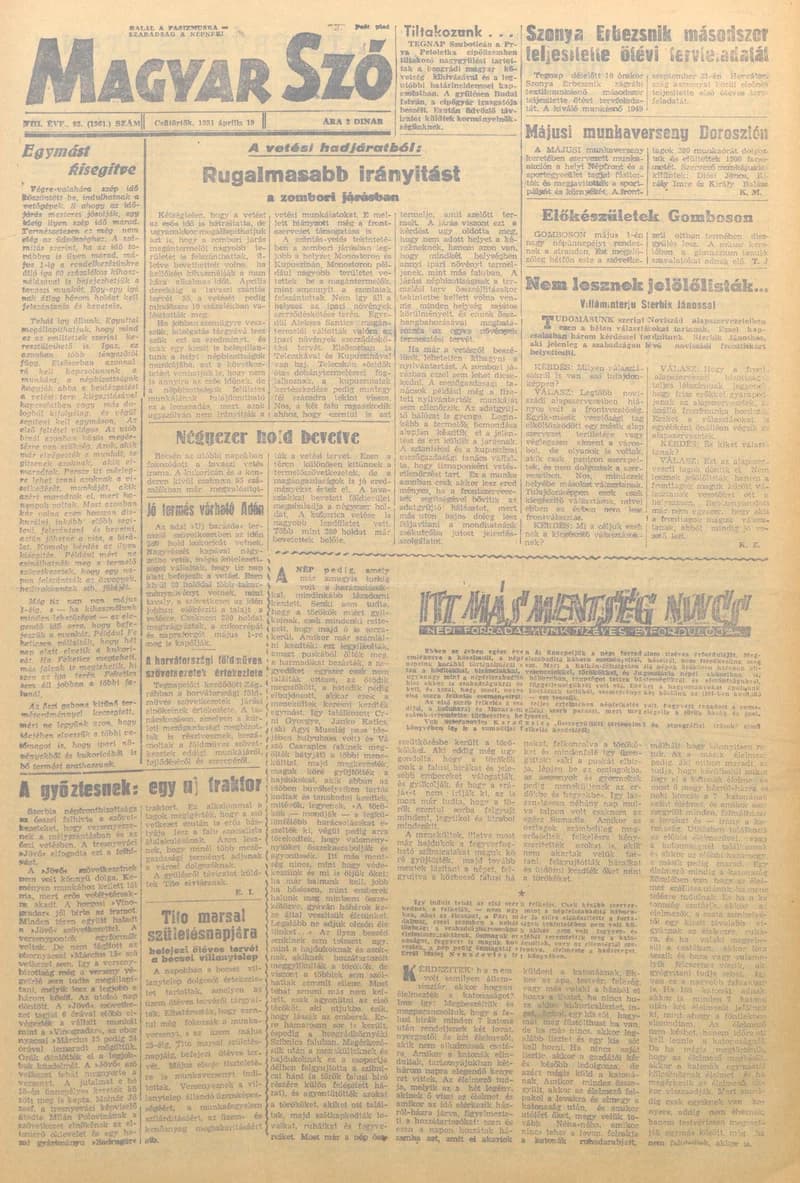 Magyar Szó, 8. évf. 1951. április 19. 92. sz. 1–4. oldal