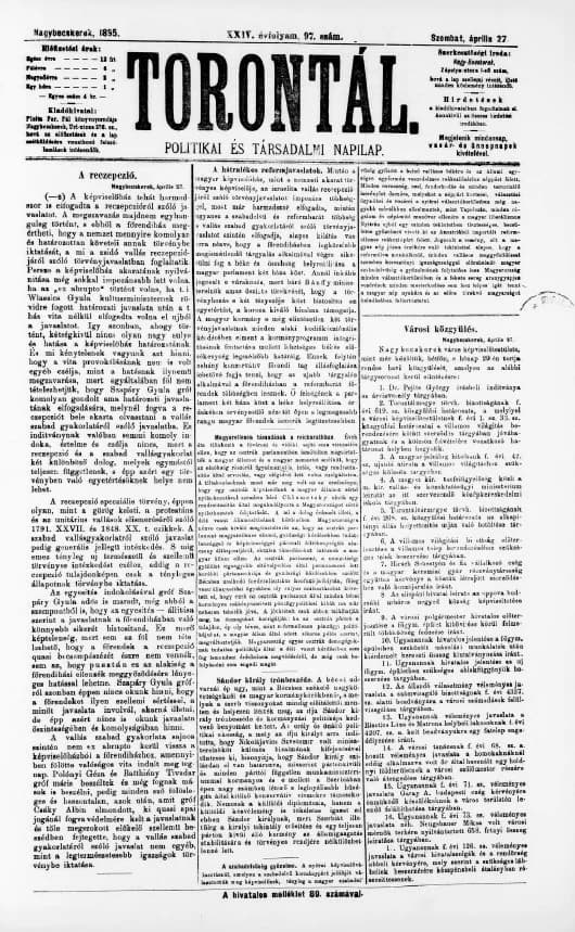 Torontál, 24. évf. 1895. április 27. 97. sz.