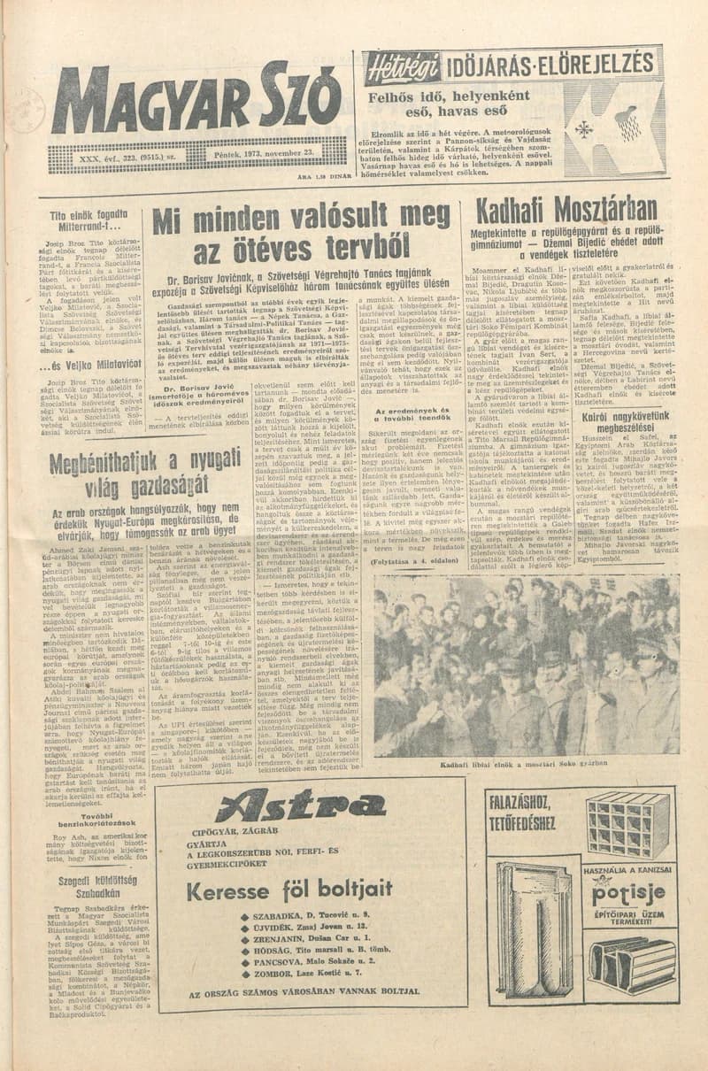 Magyar Szó, 30. évf. 1973. november 23. 323. sz.