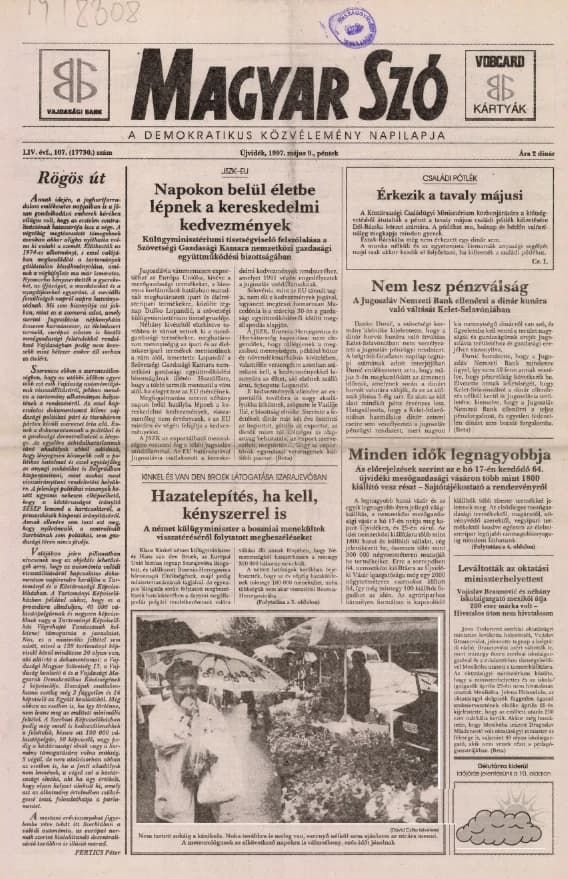 Magyar Szó, 52. évf. 1997. május 9. 107. sz. 1–16. oldal