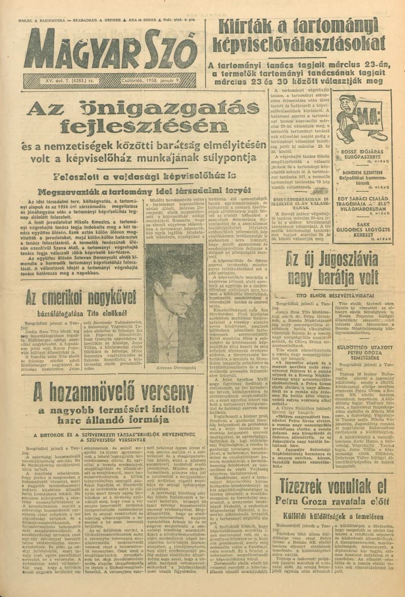 Magyar Szó, 15. évf. 1958. január 9. 7. sz. 1–10. oldal